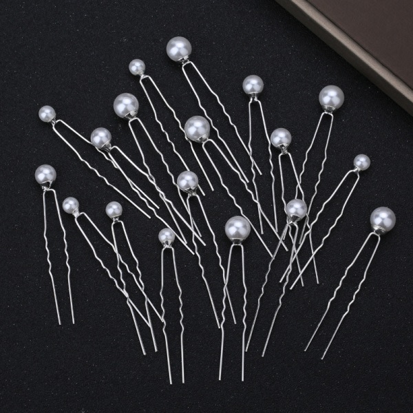 Hairpins with pearls U-shaped pearls Hairpins for women Girls Wedding Ball Hair Jewelry Accessories 20 pieces in a box Gold-S