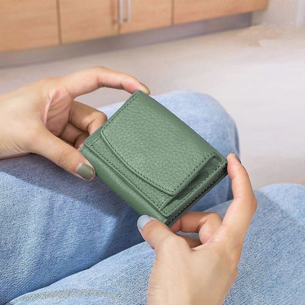 Naisten pieni lompakko PU-nahkaa kolmiosainen vetoketjullinen kolikkotasku korttikotelo kukkaro Green