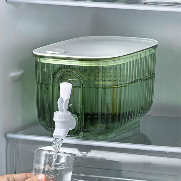 4L Klar Synlig Kald Vannkoker med Kran Stor Kapasitet Matvaregodkjent Lemonade Juice Drikkedispenser for Kjøleskap KAESI Green