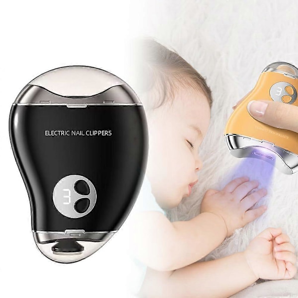 2-in-1 Sähköinen Kynsileikkuri LED-valolla - Automaattinen Trimmeri Varpaan- ja Sormenkynsille, 3 Tilaa Lapsille, Aikuisille ja Seniorille Black