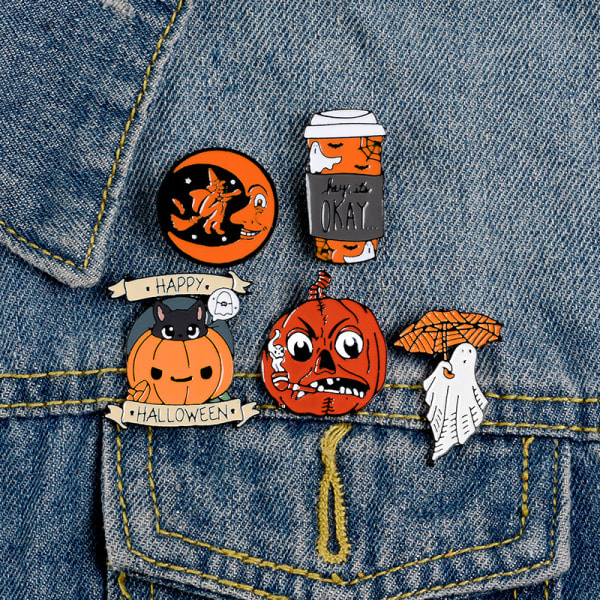 Halloween-emaljerade stift söta punkbroscher för fest för kostymdekoration emaljerade stift för ryggsäckar