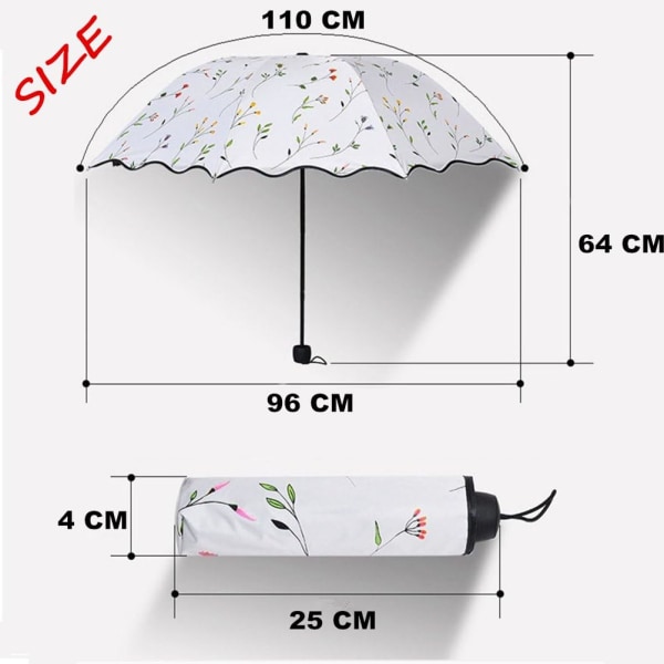 Solparasoll Dam Parasol Sommar UV-skydd Kompakta Parasoll för Kvinnor Parasol