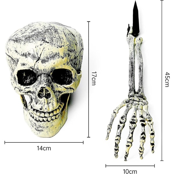 3 stk. Falske Skeletter Spooky Halloween Dekorationer Udendørs Skelet Hoved & Skelet Arme Halloween Have Dekorationer - Halloween Groundbreaker