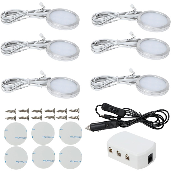 6 stk. Indvendige LED-spotlys 12V 3W Indbygget loftslys til RV Camper Van Caravan Båd Varm hvid