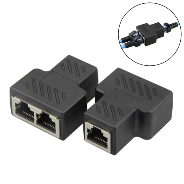 1 til 2 LAN Ethernet Netværkskabel RJ45 Splitter Stik Adapter