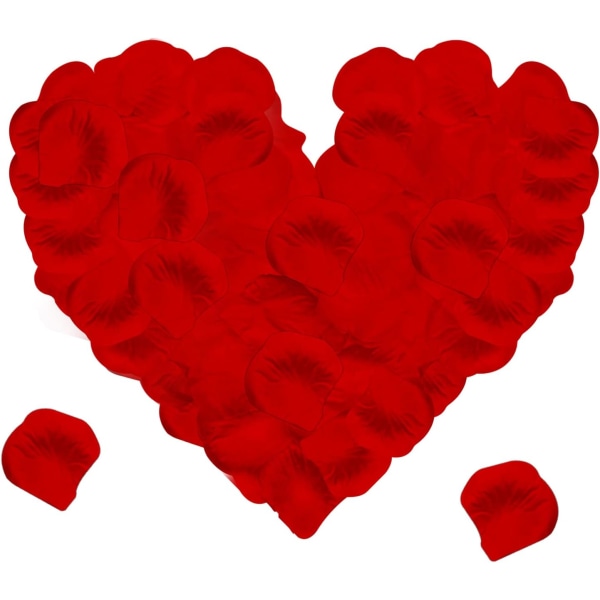 1000 stycken sidenrosblad, konstgjorda röda rosblommor No-smak blekna Emulering rosenblad för romantiska scener Bröllopsdag, bekännelse