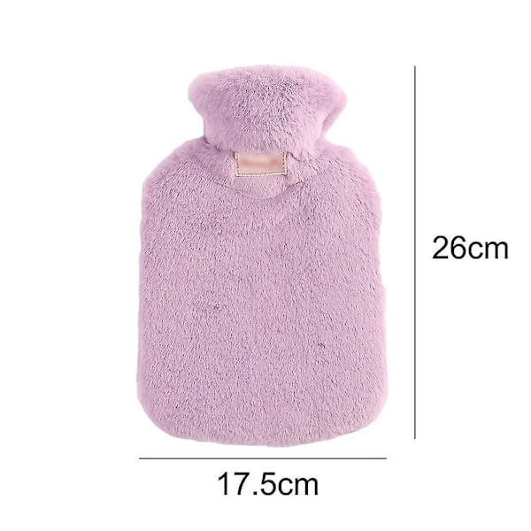 Varmvattenflaska med Mjukt Överdrag - Klassisk Varmvattenflaska för Smärtlindring, Nacke och Axlar, Fotvärmare, Mensvärk, Varm- och Kalla Terapi - Grå Purple