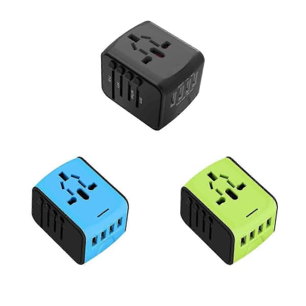 Universal reseadapter 4USB-portar 3.0A Typ-C snabbladdning Grön