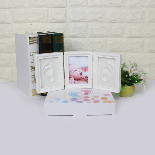 Handprint valokuvakehyssarja tytöille Baby Shower Gift, vaaleanpunainen savi a