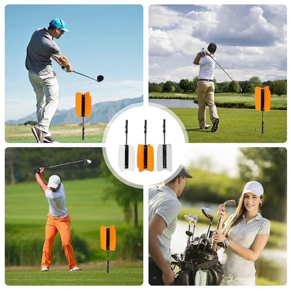 Golf Swing Fan, Golf Swing Trainer Aid with Non-Slip Grip, Golf Propeller Fan Trainer Swing Wind Power Training Tool orange