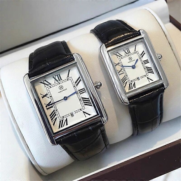 PABLO RAEZ Rostfritt Stål Lyx Klocka Läder Quartz Fyrkantig Damklocka Montre Unisex Herr Tnak Casual Armbandsur Silver brown Small