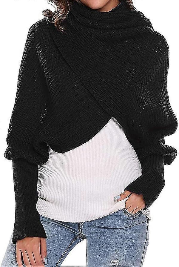 Multifunksjonelle skjerf, dameskjerf, kapeskjerf, vintermote, unisex Black