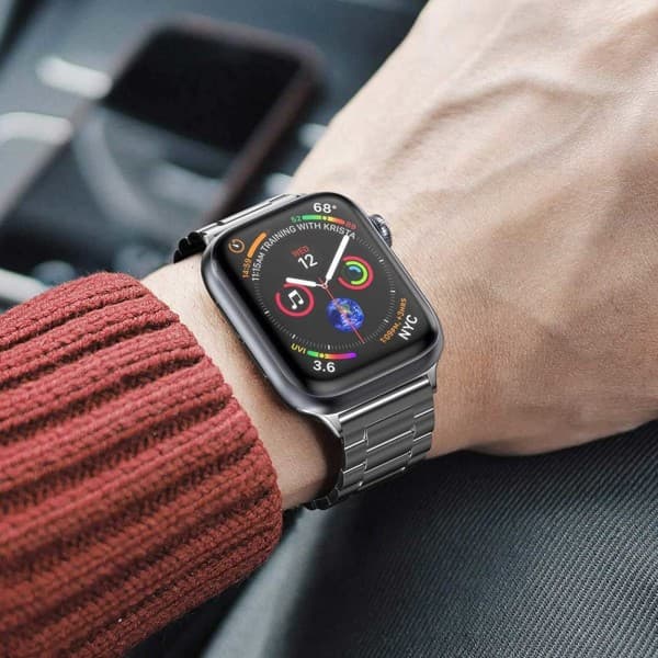 Apple Watch 38/40/41 Link -ranneke Metalli Musta Musta