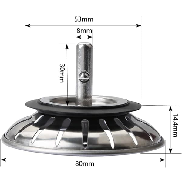 2 stk. Vaskepropper Kjøkkenavløpspropper Rustfritt stål Vaskeplugg Erstatning med 18 hull Plugg Vaskeplugg Vanntett Vaskeplugg Diameter 78mm