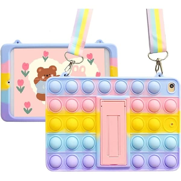 Push Pop Fidget Legetøj Etui til iPad 2/3/4 9.7'' tommer Silikone Stødsikkert Tablet Cover med Foldbart Stativ og Snøre (iPad 2/3/4 9.7'') iPad 2/3/4 9.7"