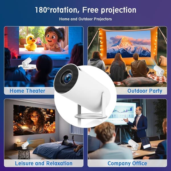 Mini 4K-projektor med WiFi och Bluetooth – Android 11, automatisk keystone-korrigering, 180° rotation