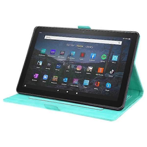 Til Amazon Fire HD 10 Plus 2021 / HD 10 2021 Kærligheds Sommerfugl Mønster Vandret Flip Læderetui med Holder/ Green