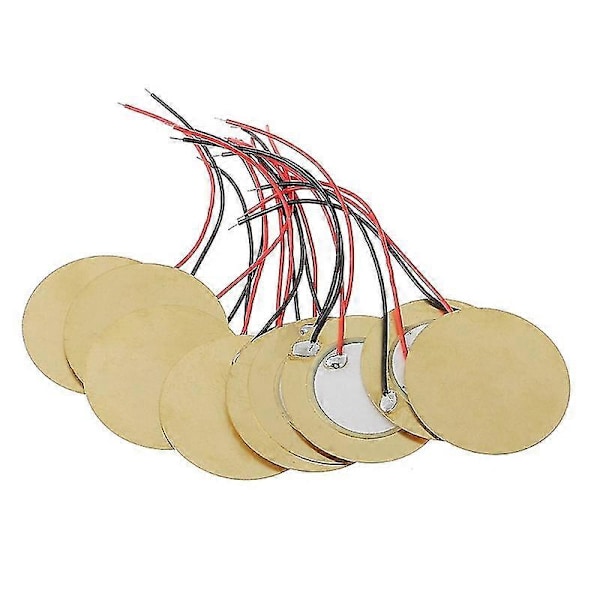 10 st 35mm Piezoelement Buzzer Ljudgivare Sensor Trigger Trumma Skiva + Tråd Koppar -ZHENV