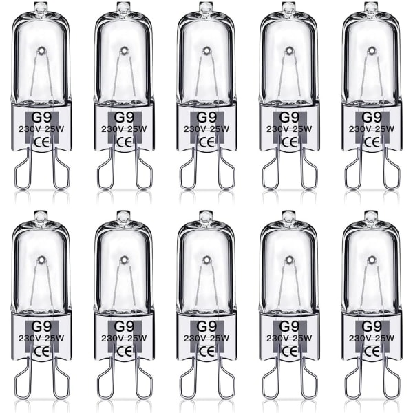 G9 halogen lamps 25W, 230V, 10-pack 25W