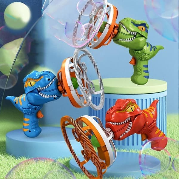 Dinosaur Boblemaskine - Håndholdt Elektrisk Bobleblæser med Ventilator til Pool og Udendørs Legetøj, Grøn