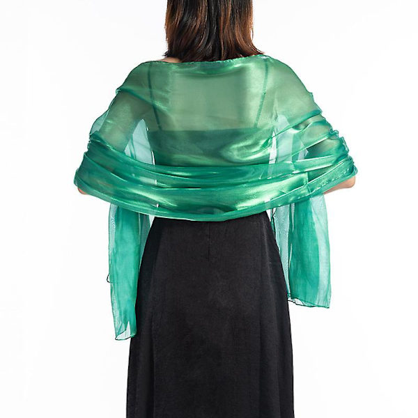Iridescent Wrap Stole Sjal for Bryllup, Brud, Brudepiker, Ball og Fest, Smaragdgrønn