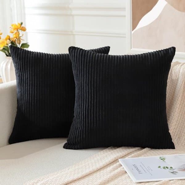 Pudebetræk - Sofa- og stuedekorationer - Sort - Sæt med 2 - 40 x 40 cm