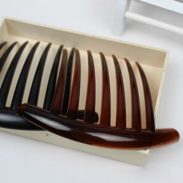 Fransk Twist Kam Retro Celluloid Hårkam 7 Tänder Halksäker Kam Hårstil Black