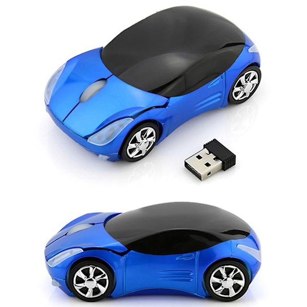 2,4G Mini Bil Mus USB-mottaker Trådløs LED Lys Bilformet Optisk Mus Silver