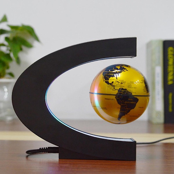 3 Tommers Magnetisk Levitering Flytende Globus Verdenskart Globus Gold EU Plug