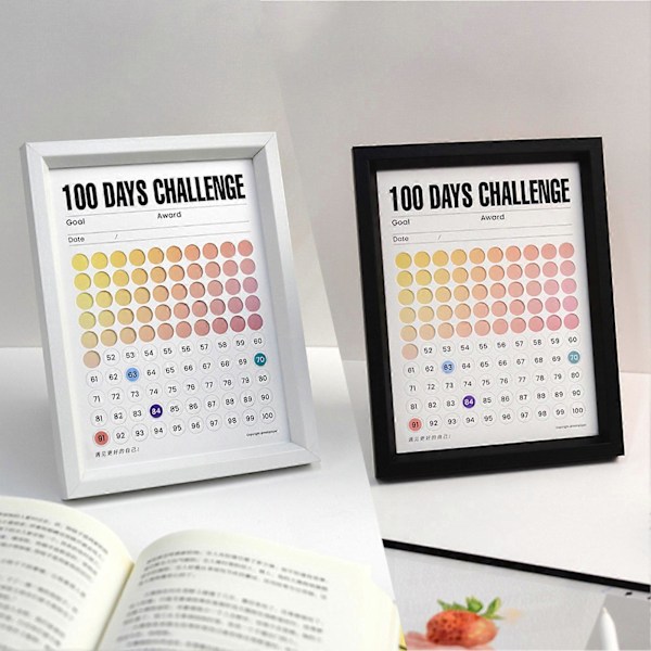 100 Päivän Alaslaskentakalenteri Työpöydälle, Henkilökohtainen Painettu Valokuvakehyksen Boho Luokkahuoneen Sisustus White Photo Frame Warm Yang Powder
