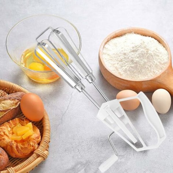 Galaxy Professional Pyörivä Vispilä Ilmapallo Vispilä Manuaalinen Munanvatkain Maitosekoitin Tee itse leivonnainen munavatkain Keittiövälineet 25,5 x 13 x 6,5 cm (valkoinen)，