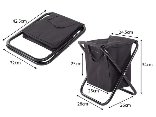 Foldestol med opbevaringstaske - Campingstol Sort