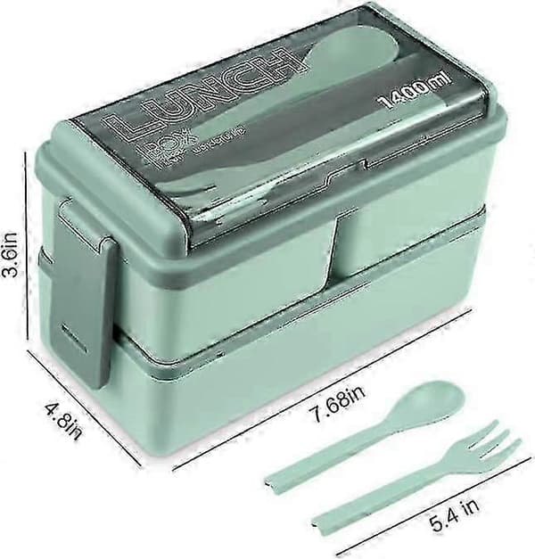 Bento Boks Matboks for Voksne, 3-i-1 Stablebare Matbeholdere - Excellence green