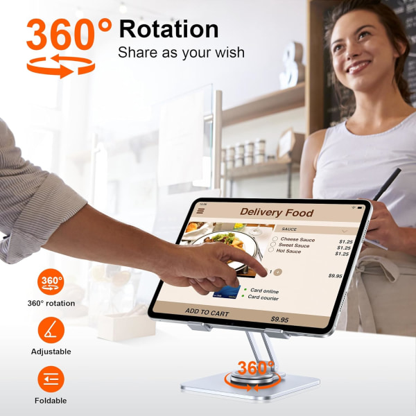 Tablet Stand, iPad Stand Holder, Aluminium 360° Roterende Foldbar Monitor Stand