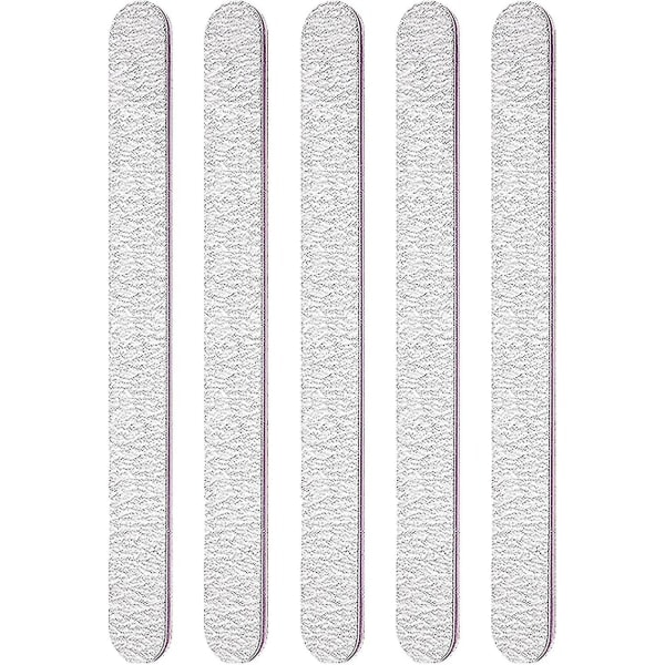 (Grå) 5-pack professionella nagelfilar, dubbelsidiga nagelfilar, naturliga akrylgelnagelfilar, för manikyr, salong