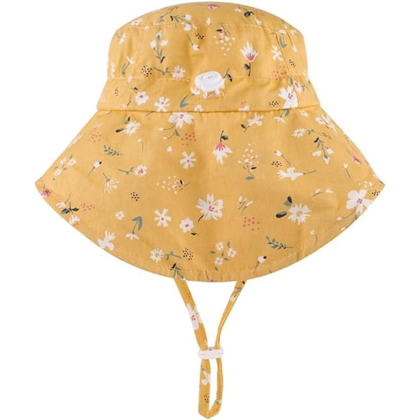 Baby Bomull Sommarhatt UPF 50+ Småbarn Barn Solhatt Barn Nackskydd Flikhatt med Justerbar Hakrem (2-pack)