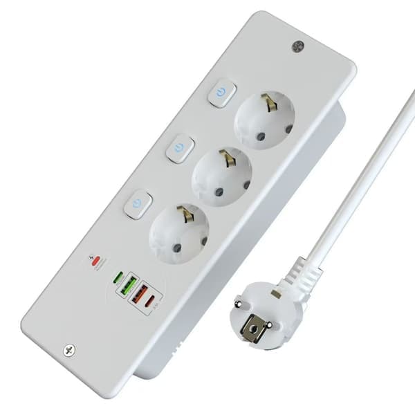 2-vejs udtræk - 2-vejs med 2 USB, bordstikdåse med 2 USB C, 2 afbrydere, 2 M kabel sort 2-dobbelt udtræk sort 2-dobbelt udtræk, sort black 2-fold withdrawal,black