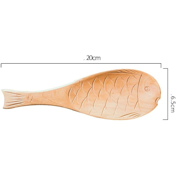 Kreativ fiskformad träslev, träslev, omålad risskopa, hushåll (färg: brun)