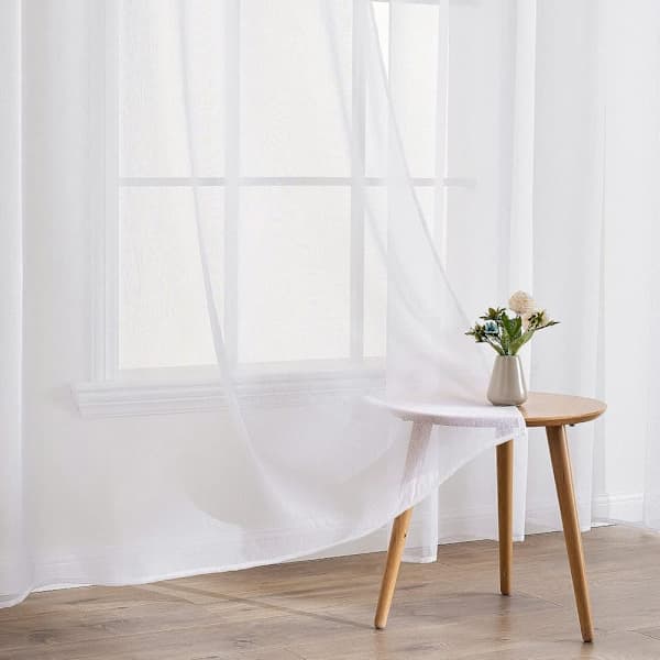 2-pack Transparenta Voile-gardiner med öljetter, 140x225 cm, för vardagsrum och sovrum Vit 140*270cm