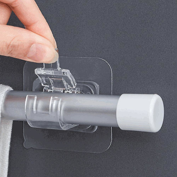 4 stk. Spikerfrie Justerbare Gardinstang Klips Selvklebende Gardinholder Krok Transparent