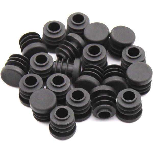 16mm sorte plastpropper, sorte runde rørdeksler, indvendige endehætter til stole, borde, borde, fodmøbler, rør, 20 stk