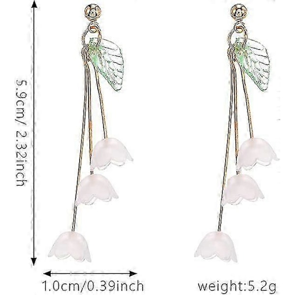 Mote Plante Lilje Blomst Dingle Øredobber for Kvinner Trendy Tassel Øredobb Petal Lange Dråpe Øredobber Elegant Smykke