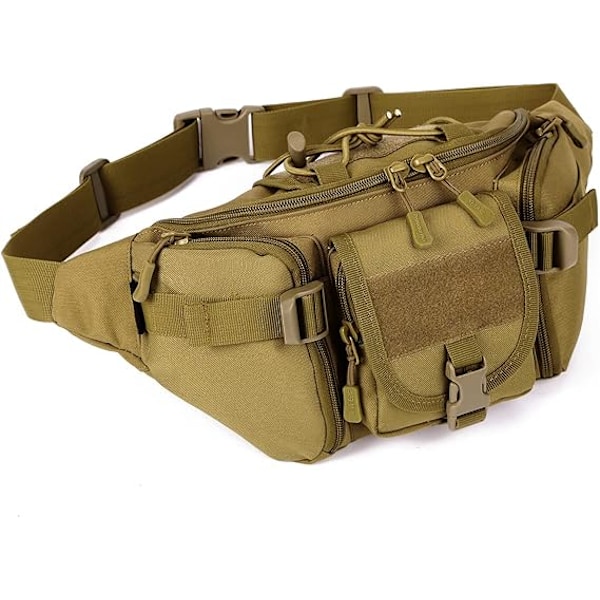 Taktisk midjeväska Militär midjeväska Bumbag Fanny Pack för utomhuspromenader Löpning Vandring Camping, Brun
