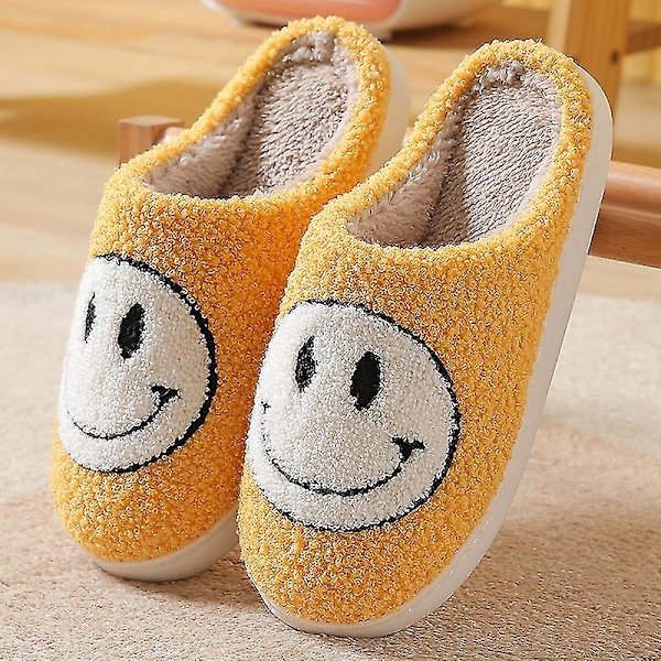 Sutsko Smiley Face Sutsko Kvinder Smile Sutsko Happy Face Sutsko Retro Smiley Face Blød Plys Behagelig Varme Slip-on Sutsko Yellow 40-41