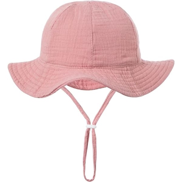 Baby Solhatt i Bomull for Spedbarn og Jenter - Myk Solhatt med Justerbar Hakestropp Pink