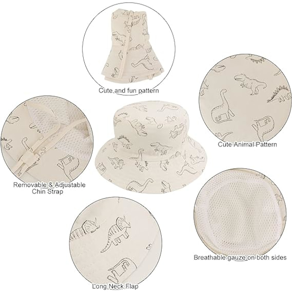 Barne Solhatt, UV-beskyttende Strandlue Barn Bucket Hat Sommerhatt for Småbarn Gutter Jenter