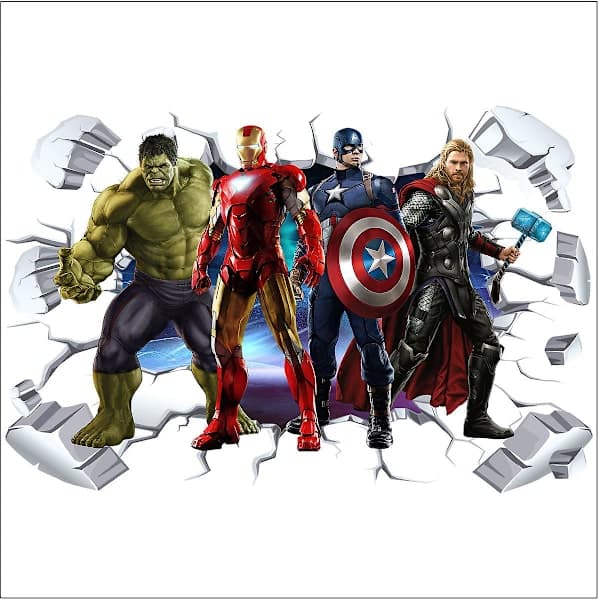 3D Avengers Veggdekor Marvel Superhelt Tapet for Romdekorasjon