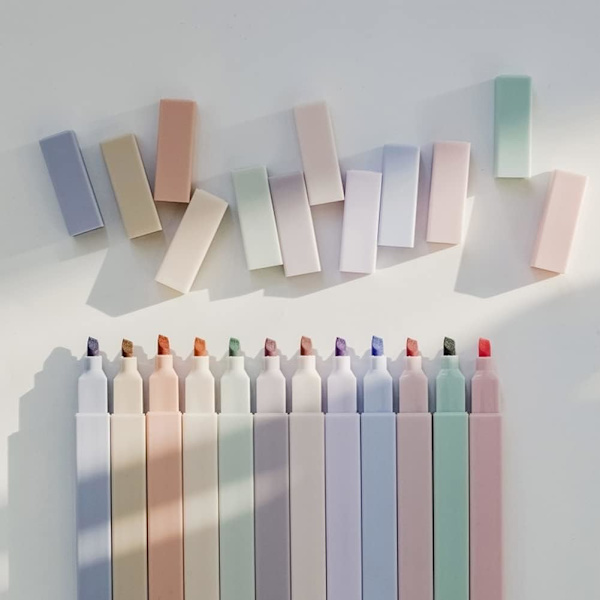 Pastelliväriset korostuskynät, korostuskynät, koulun ja toimiston paperitavarat, Bullet Journal -tarvikkeet