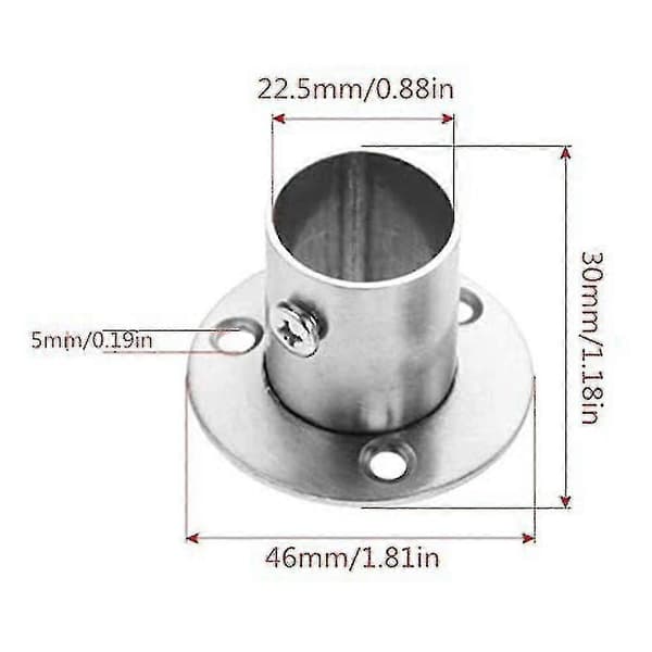 304 Rustfrit Stål Høj Fod Flange Sæde (2 stk) 22mm
