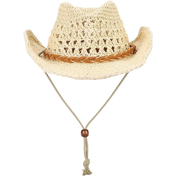 Foldbar Cowboy Hat, Formbar Bred Solhat med Bred Skygge, Solbeskyttelse Halmhatte til Voksne, Forår Sommer Anti UV Solhat, Rejse Strandhat